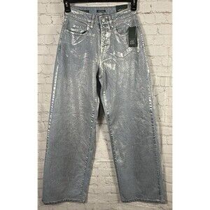 Women's Wild Fable High-Rise Baggy Jeans Blue Metallic‎ Size 0 NWT